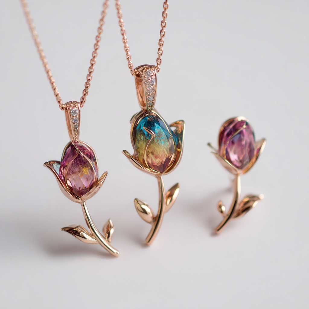 3d printed gold jewelry with gemstones