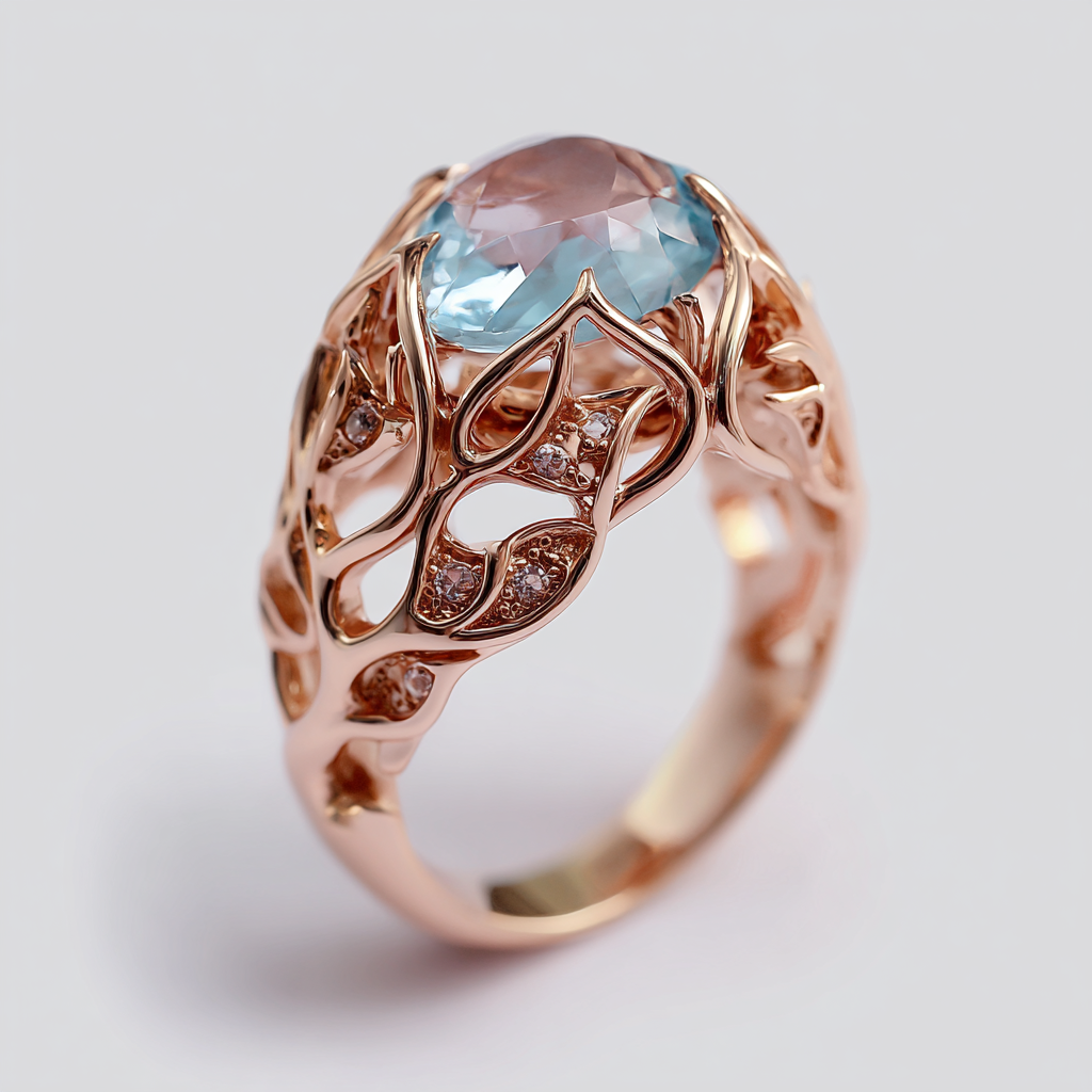 3d printed gold jewelry with gemstones