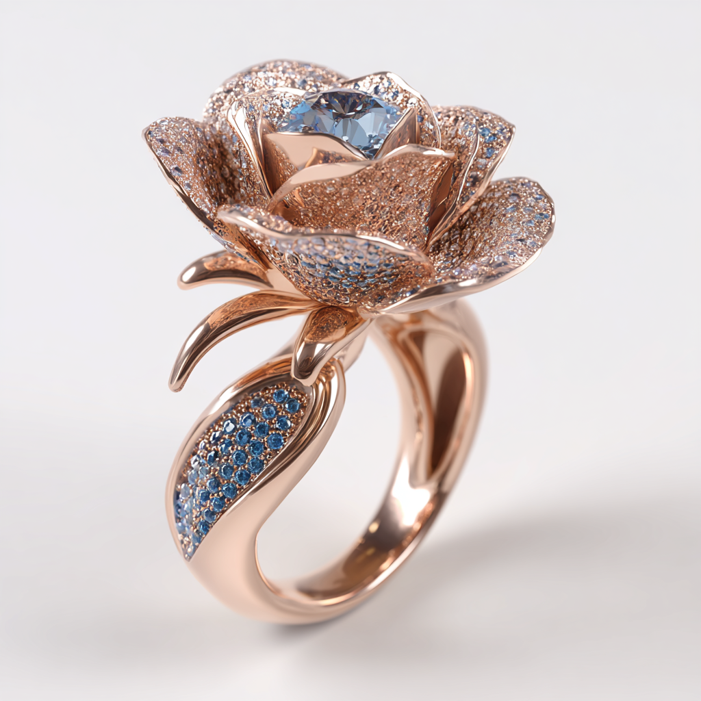3d printed gold jewelry with gemstones